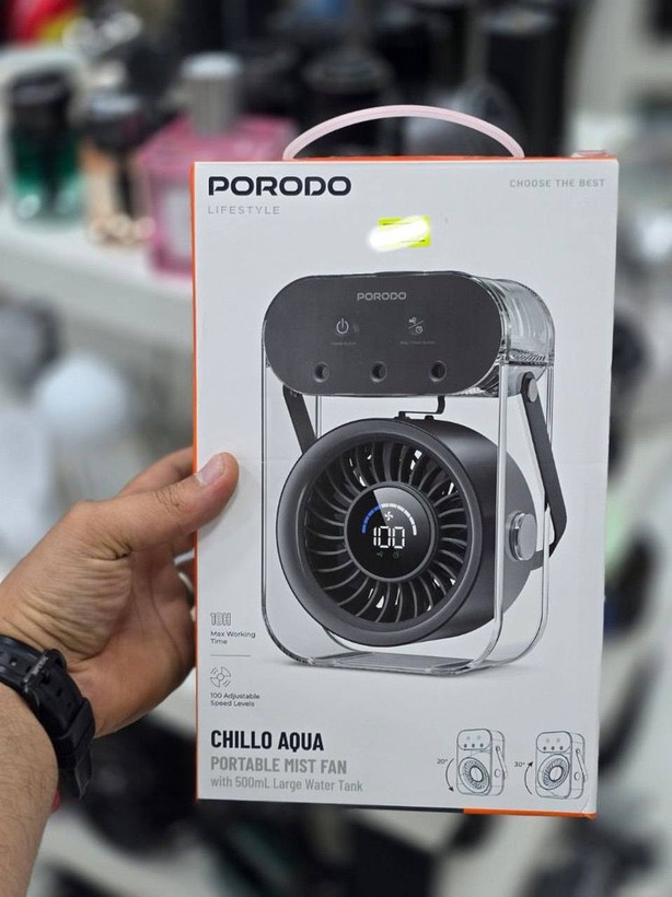 پنکه شارژی و رطوبتساز porodo