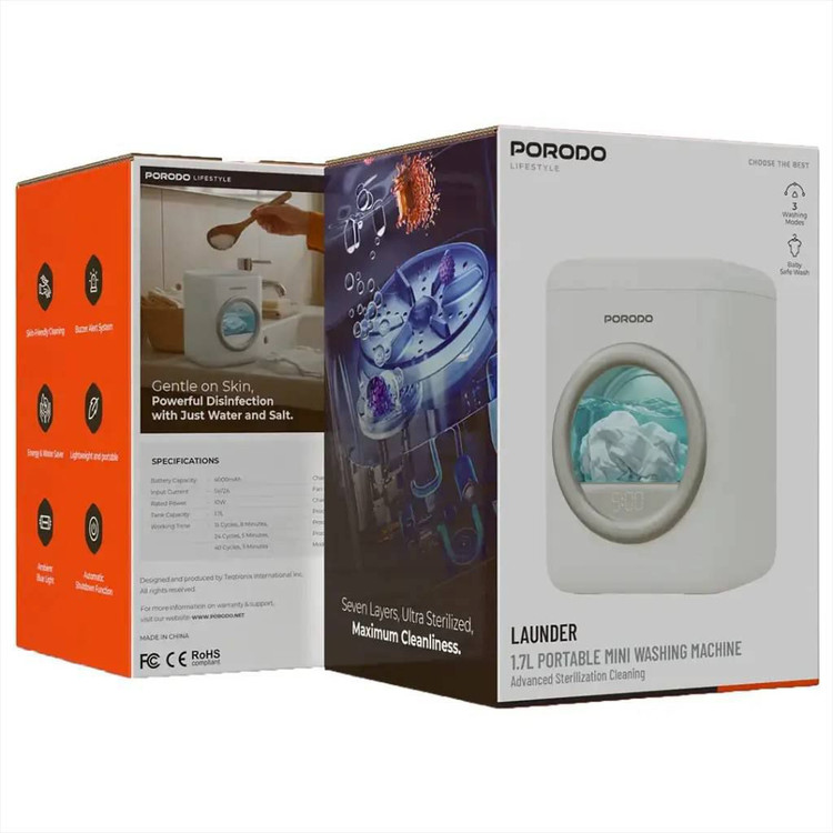 مینی لباسشویی پرتابل و مسافرتی Porodo Lifestyle مدل Launder PDLFSTBPM9